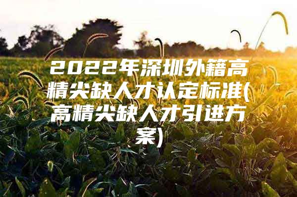 2022年深圳外籍高精尖缺人才认定标准(高精尖缺人才引进方案)