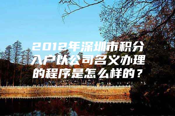 2012年深圳市积分入户以公司名义办理的程序是怎么样的？