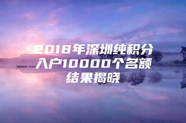 2018年深圳纯积分入户10000个名额结果揭晓