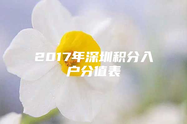 2017年深圳积分入户分值表