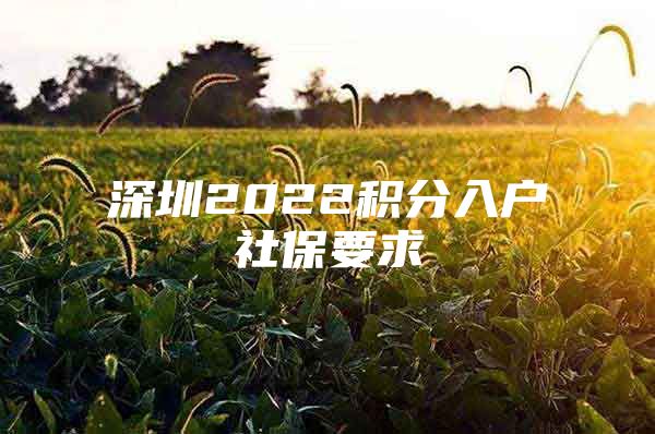 深圳2022积分入户社保要求