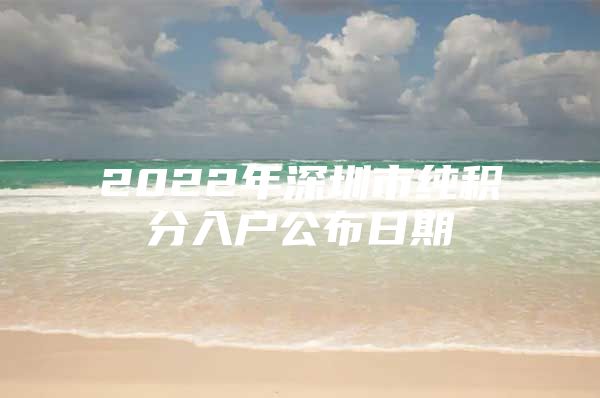 2022年深圳市纯积分入户公布日期