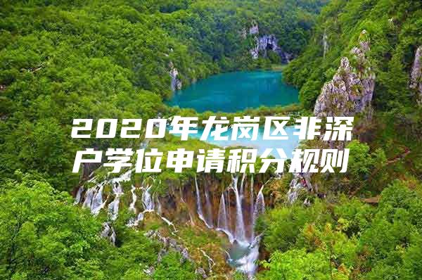 2020年龙岗区非深户学位申请积分规则