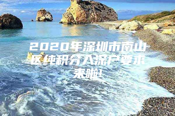 2020年深圳市南山区纯积分入深户要求来啦!