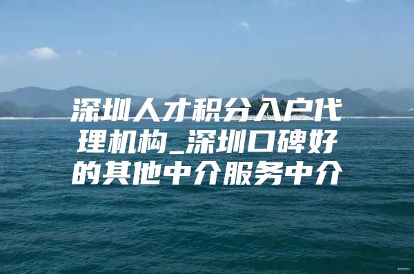 深圳人才积分入户代理机构_深圳口碑好的其他中介服务中介