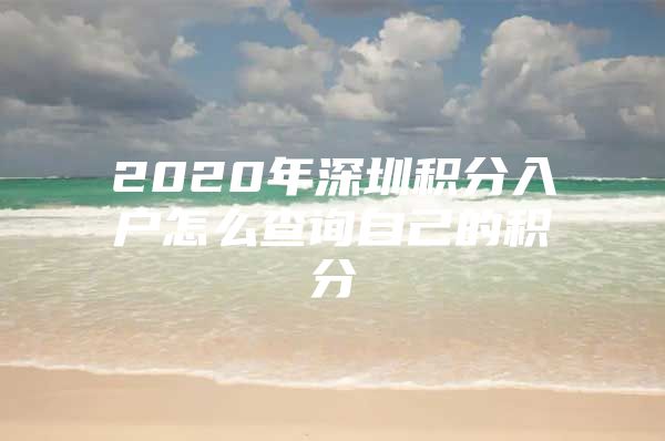 2020年深圳积分入户怎么查询自己的积分