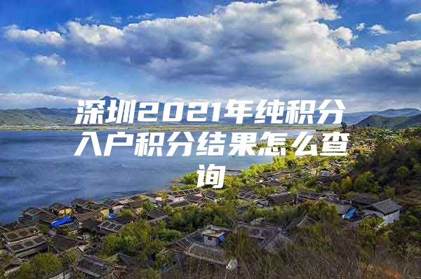 深圳2021年纯积分入户积分结果怎么查询