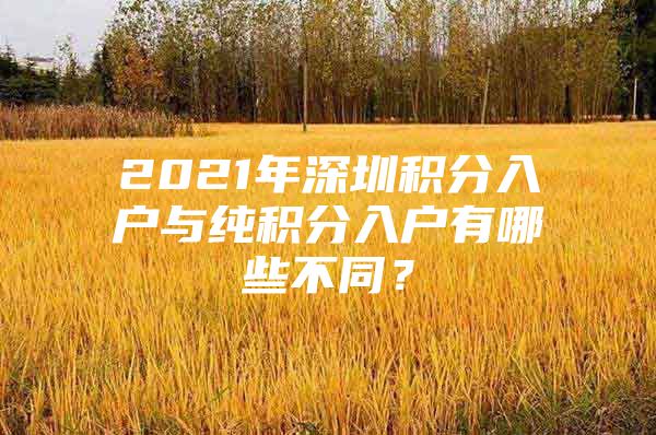 2021年深圳积分入户与纯积分入户有哪些不同？