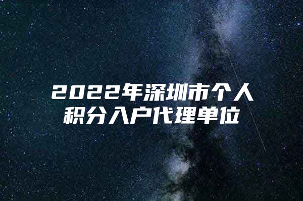 2022年深圳市个人积分入户代理单位