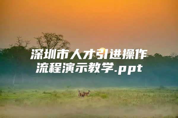 深圳市人才引进操作流程演示教学.ppt