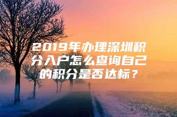 2019年办理深圳积分入户怎么查询自己的积分是否达标？