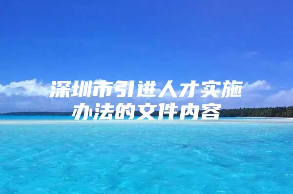 深圳市引进人才实施办法的文件内容