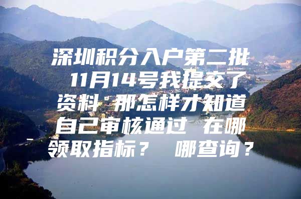 深圳积分入户第二批 11月14号我提交了资料 那怎样才知道自己审核通过 在哪领取指标？ 哪查询？