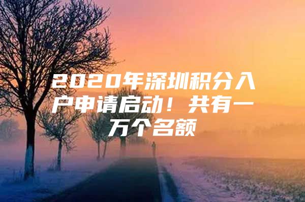 2020年深圳积分入户申请启动！共有一万个名额