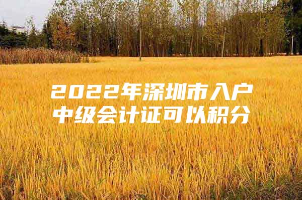 2022年深圳市入户中级会计证可以积分