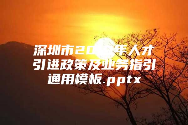 深圳市2019年人才引进政策及业务指引通用模板.pptx