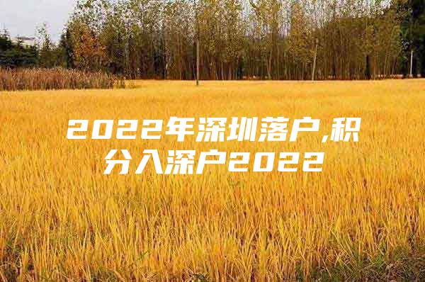 2022年深圳落户,积分入深户2022