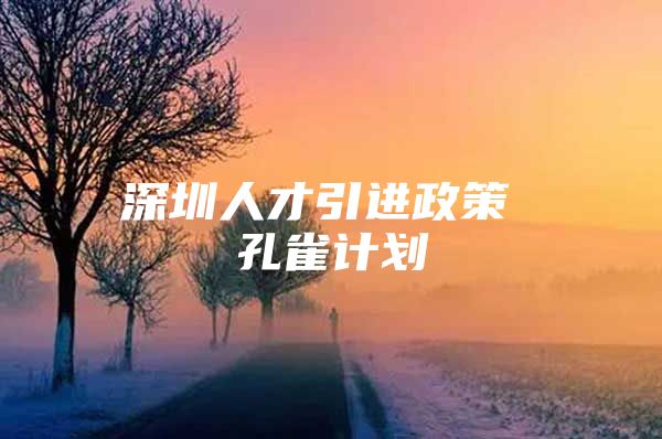 深圳人才引进政策 孔雀计划