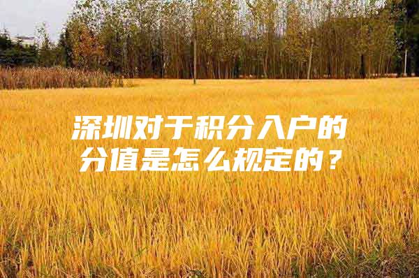 深圳对于积分入户的分值是怎么规定的？