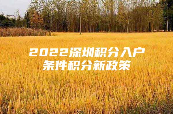 2022深圳积分入户条件积分新政策