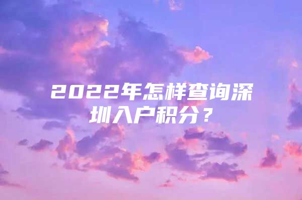 2022年怎样查询深圳入户积分？