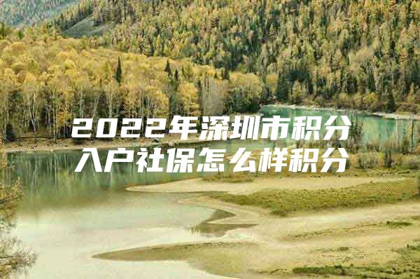 2022年深圳市积分入户社保怎么样积分