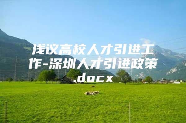 浅议高校人才引进工作-深圳人才引进政策.docx