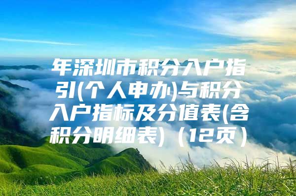 年深圳市积分入户指引(个人申办)与积分入户指标及分值表(含积分明细表)（12页）