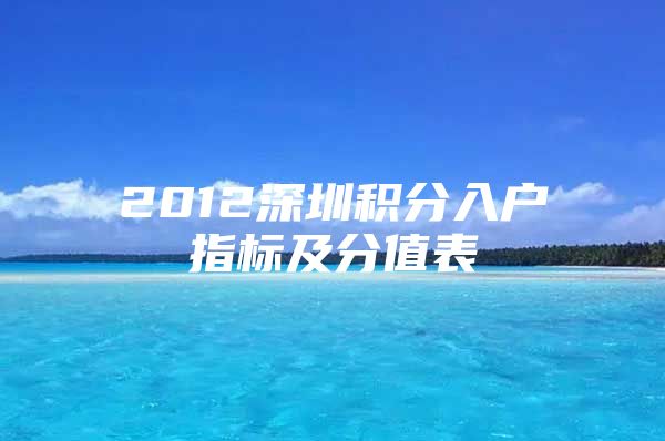 2012深圳积分入户指标及分值表