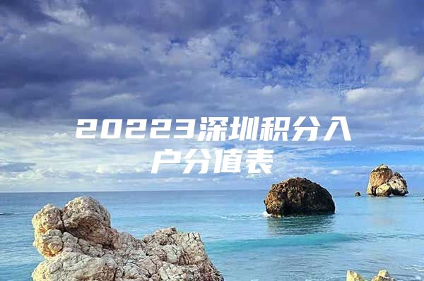 20223深圳积分入户分值表