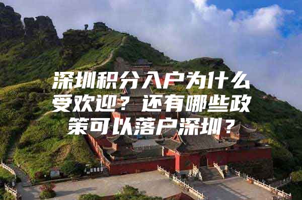 深圳积分入户为什么受欢迎？还有哪些政策可以落户深圳？