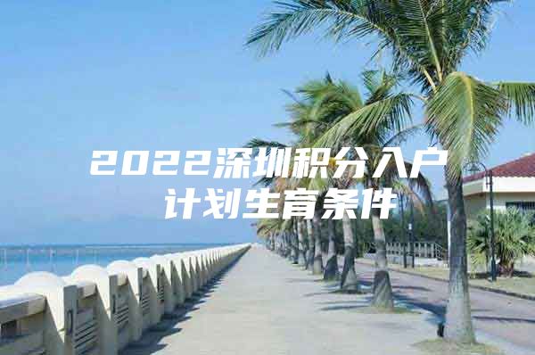 2022深圳积分入户 计划生育条件