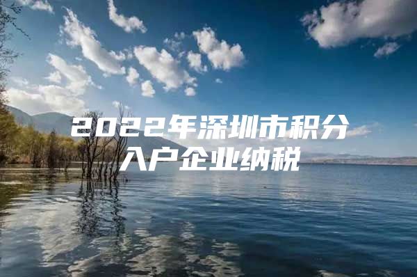 2022年深圳市积分入户企业纳税