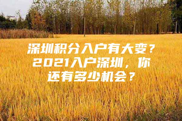 深圳积分入户有大变？2021入户深圳，你还有多少机会？