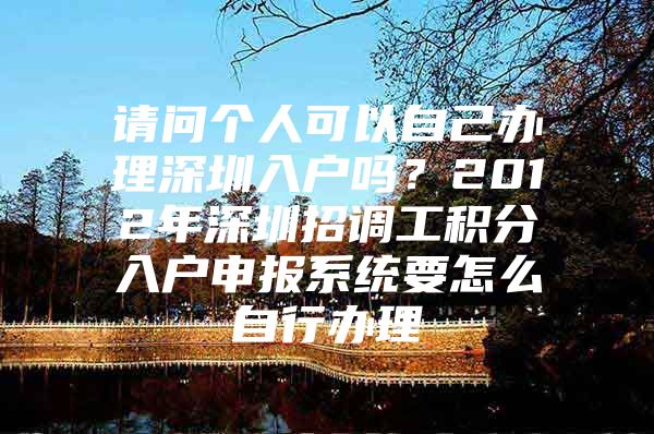 请问个人可以自己办理深圳入户吗？2012年深圳招调工积分入户申报系统要怎么自行办理