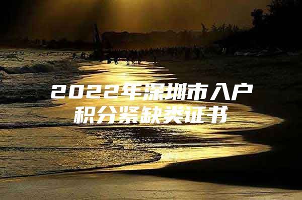 2022年深圳市入户积分紧缺类证书