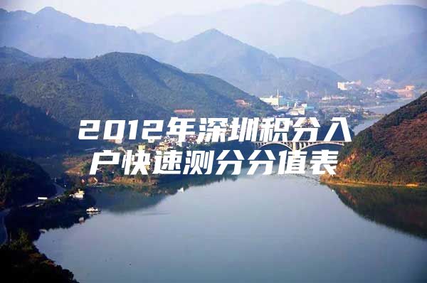 2012年深圳积分入户快速测分分值表