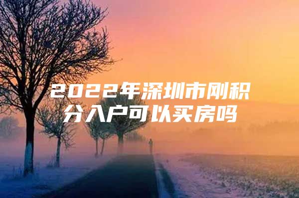 2022年深圳市刚积分入户可以买房吗